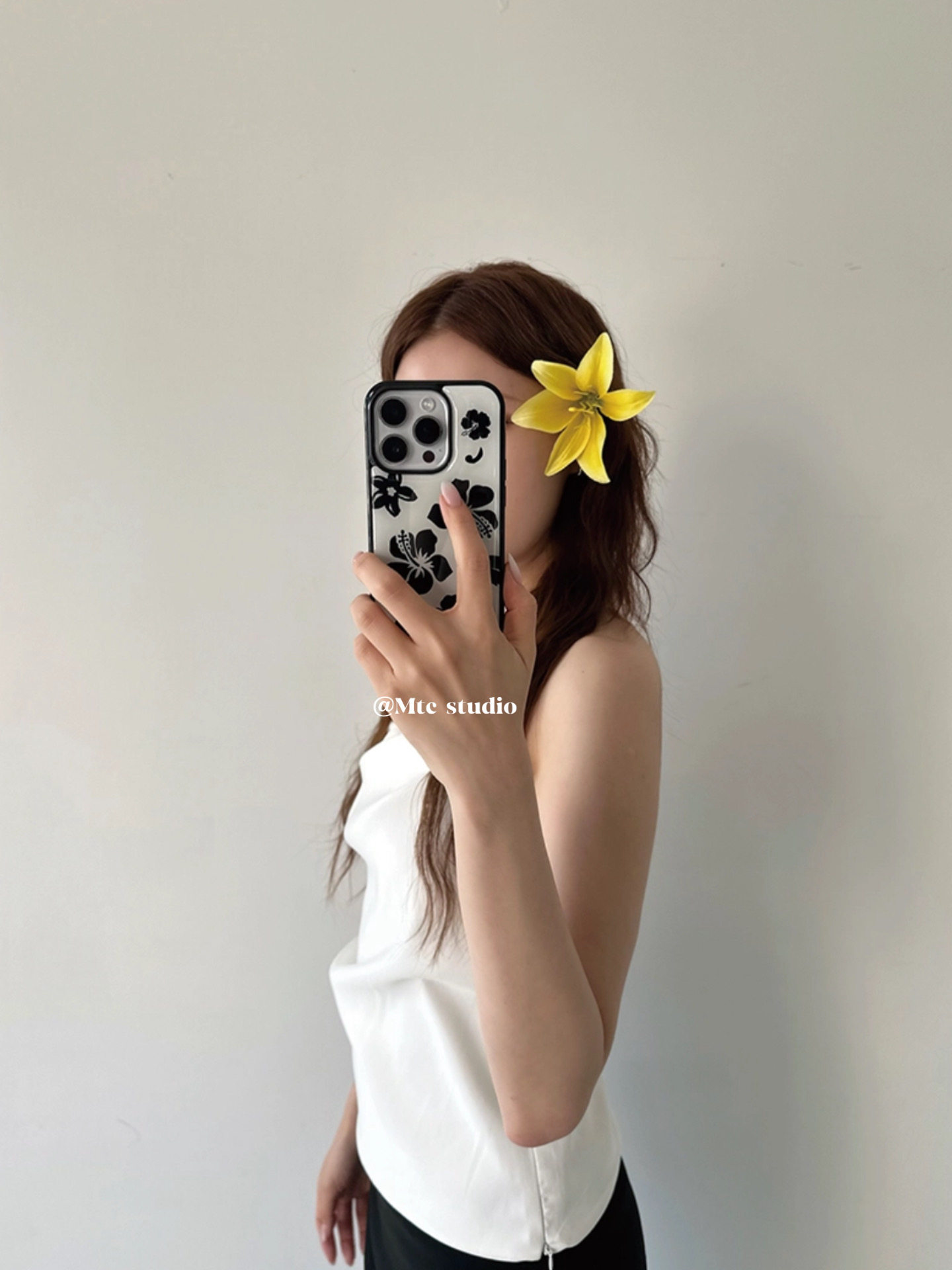 Phone Cases Beach - Korean Ins Summer Beach Black Hibiscus