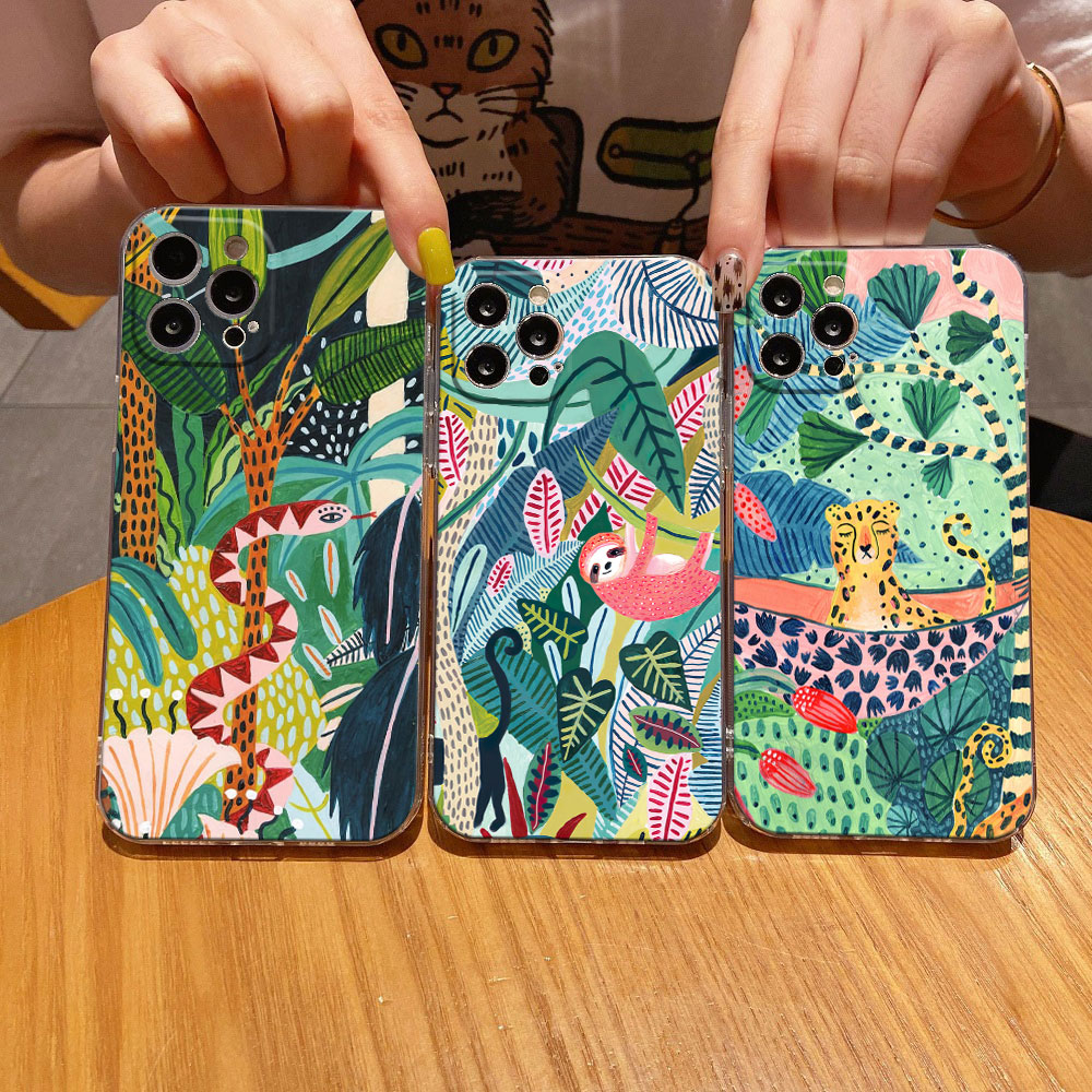 Phone Cases Zebra - Tropical Jungle Print Leopard Sloth Clear