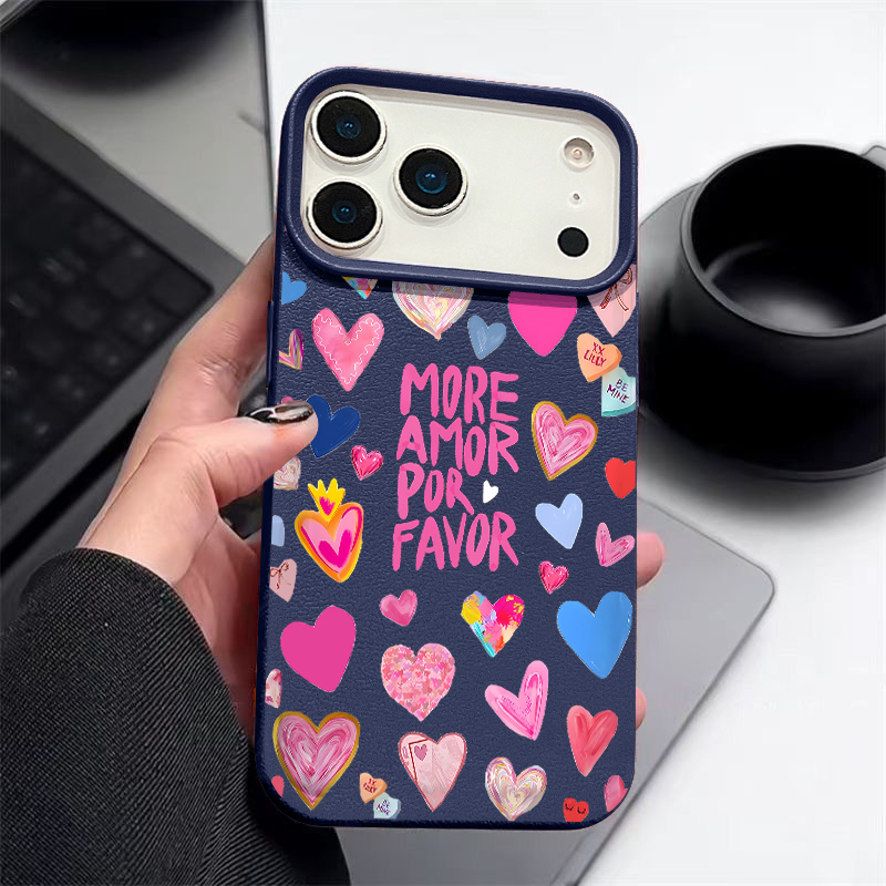 Phone Cases Leather - Heart Print Soft Phone Case For