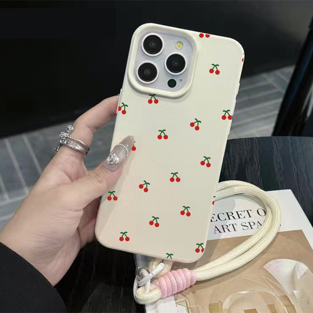 Phone Cases Leather - Little Cherry Strap Rope Phone Case
