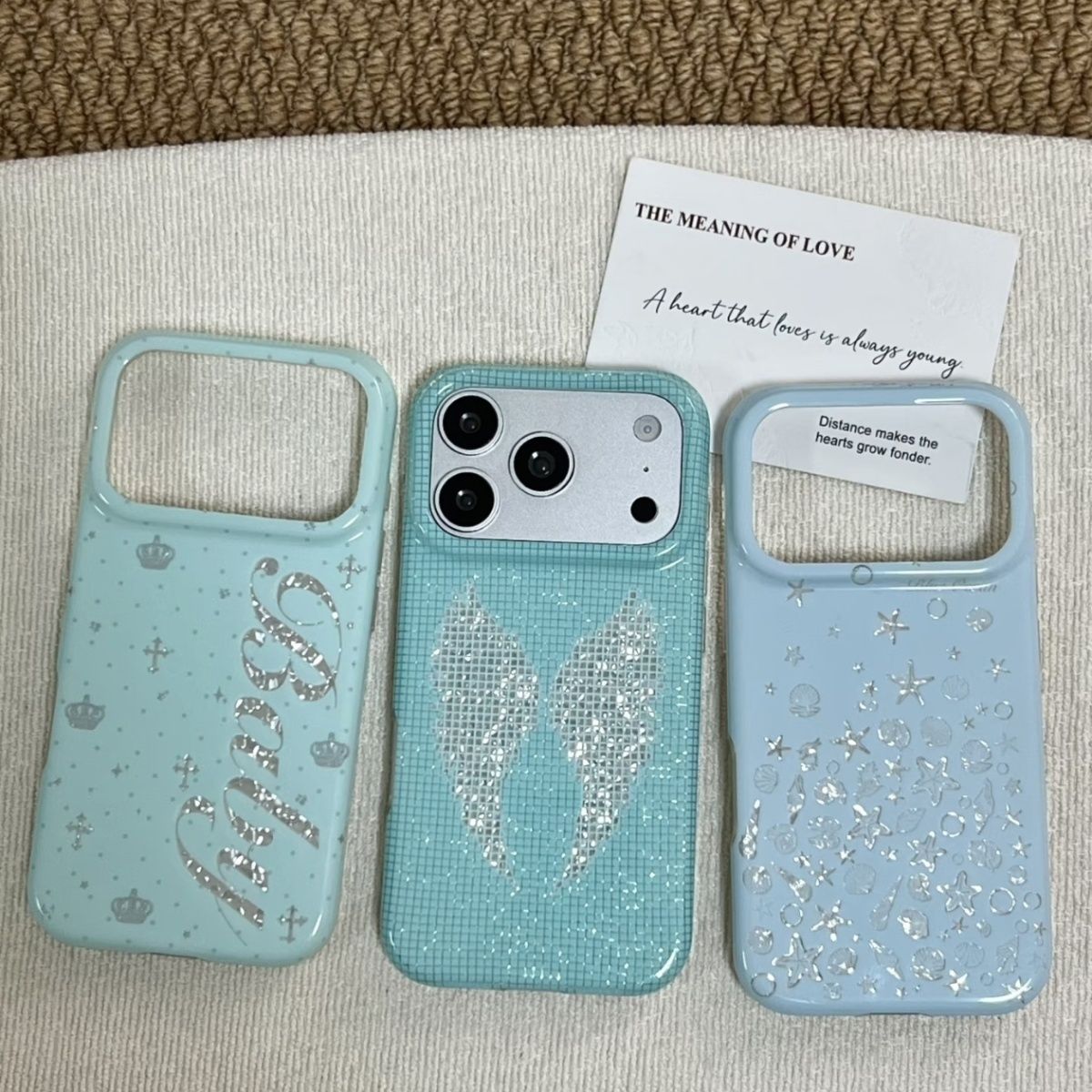 Phone Cases Iphone 13 - Korean Ins Mint Colored English Cross