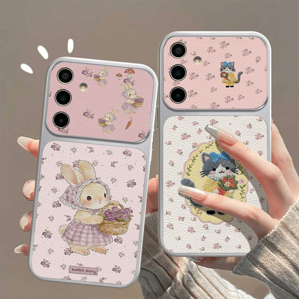 Phone Cases Leather - Cute Rabbit Leather Phone Case For
