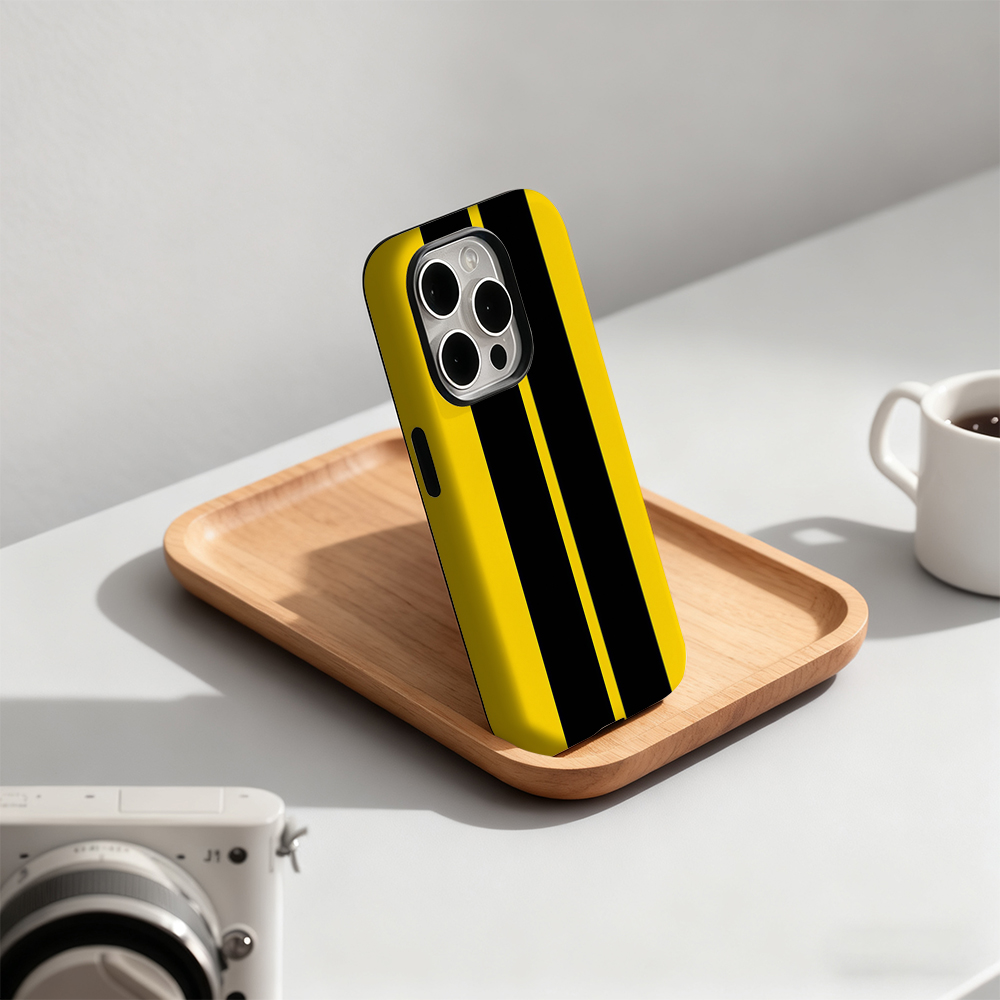 Phone Cases Apple - Luxury Yellow Black Vertical Stripes Phone