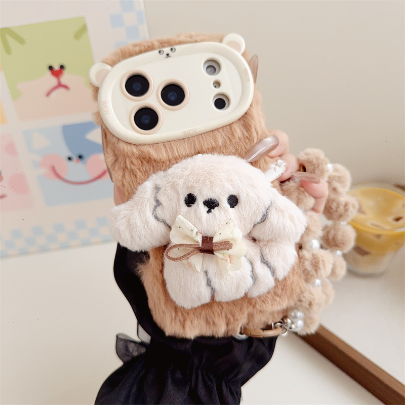3D Cartoon Bowknot Puppy Warm  - Phone Cases Iphone 13 review and price