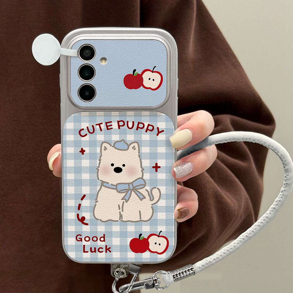 Blue Plaid Puppy Pattern Phone - Phone Cases Leather review and price