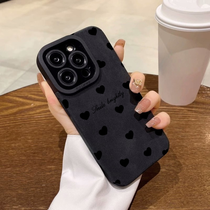 New Luxury Black Love Heart So - Phone Cases Leather review and price