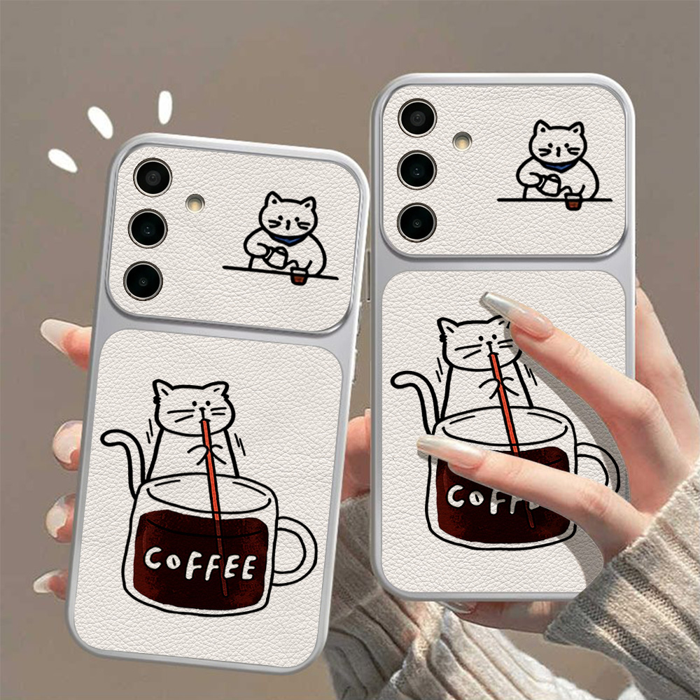 Coffee Cute Cat Phone Case For - Phone Cases Leather review and price