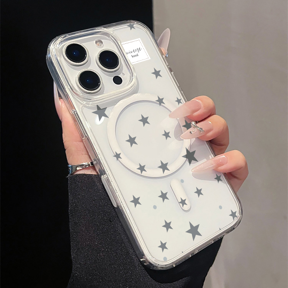 Grey Star Print magnetic Clear - Phone Cases Clear review and price