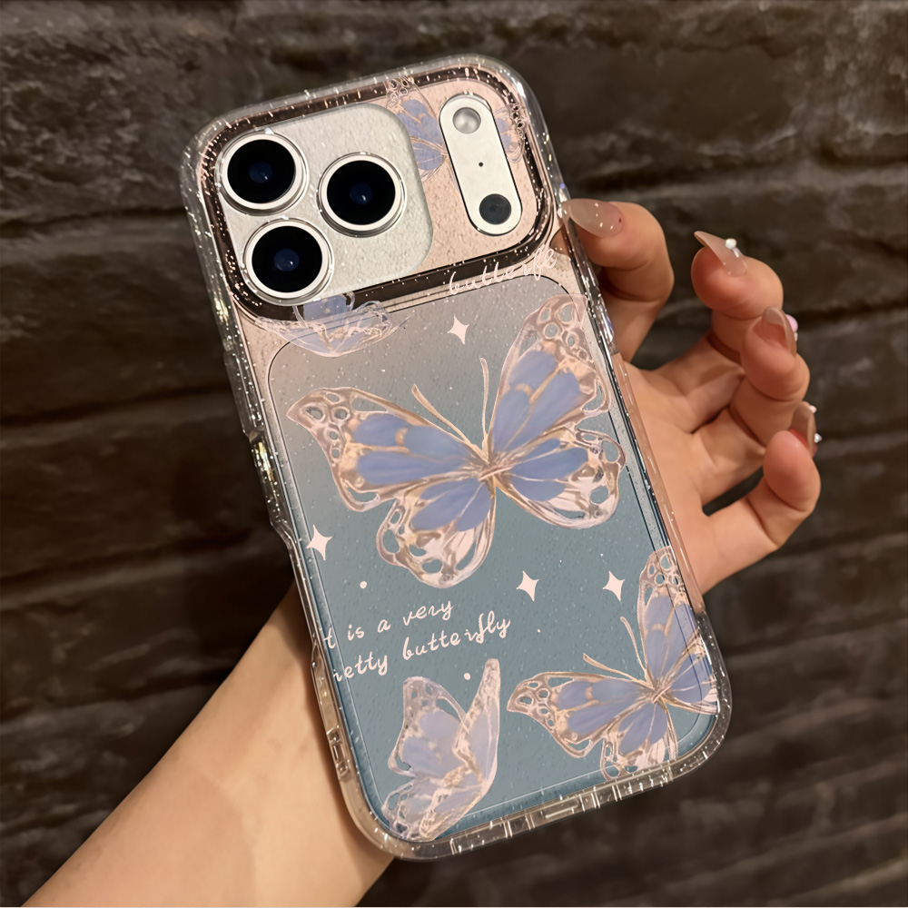 Luxury Blue Butterfly Clear Gl - Phone Cases Clear review and price
