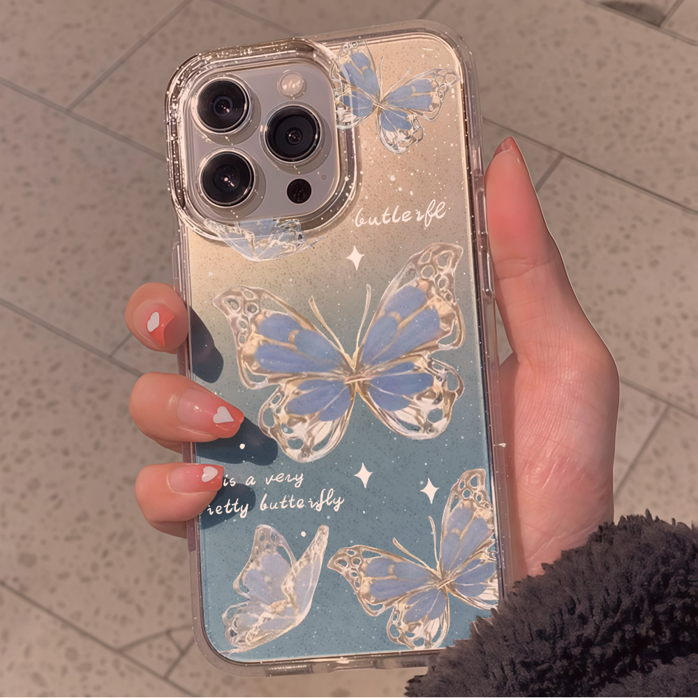 Luxury Blue Butterfly Clear Gl - Phone Cases Clear review and price